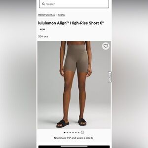 NWOT Lululemon Align High-Rise Short “6